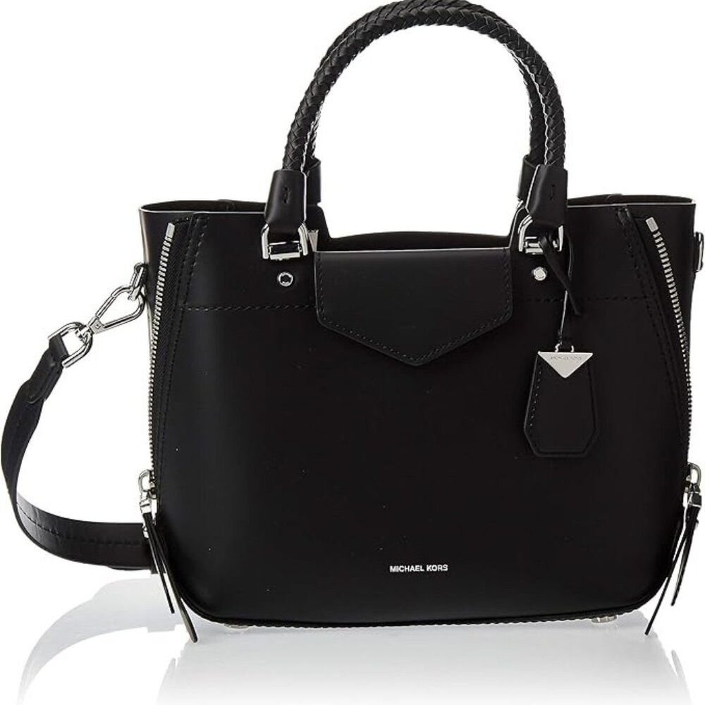 Like New Michael Kors Blakely Siaffiano Black Leather Handbag Purse